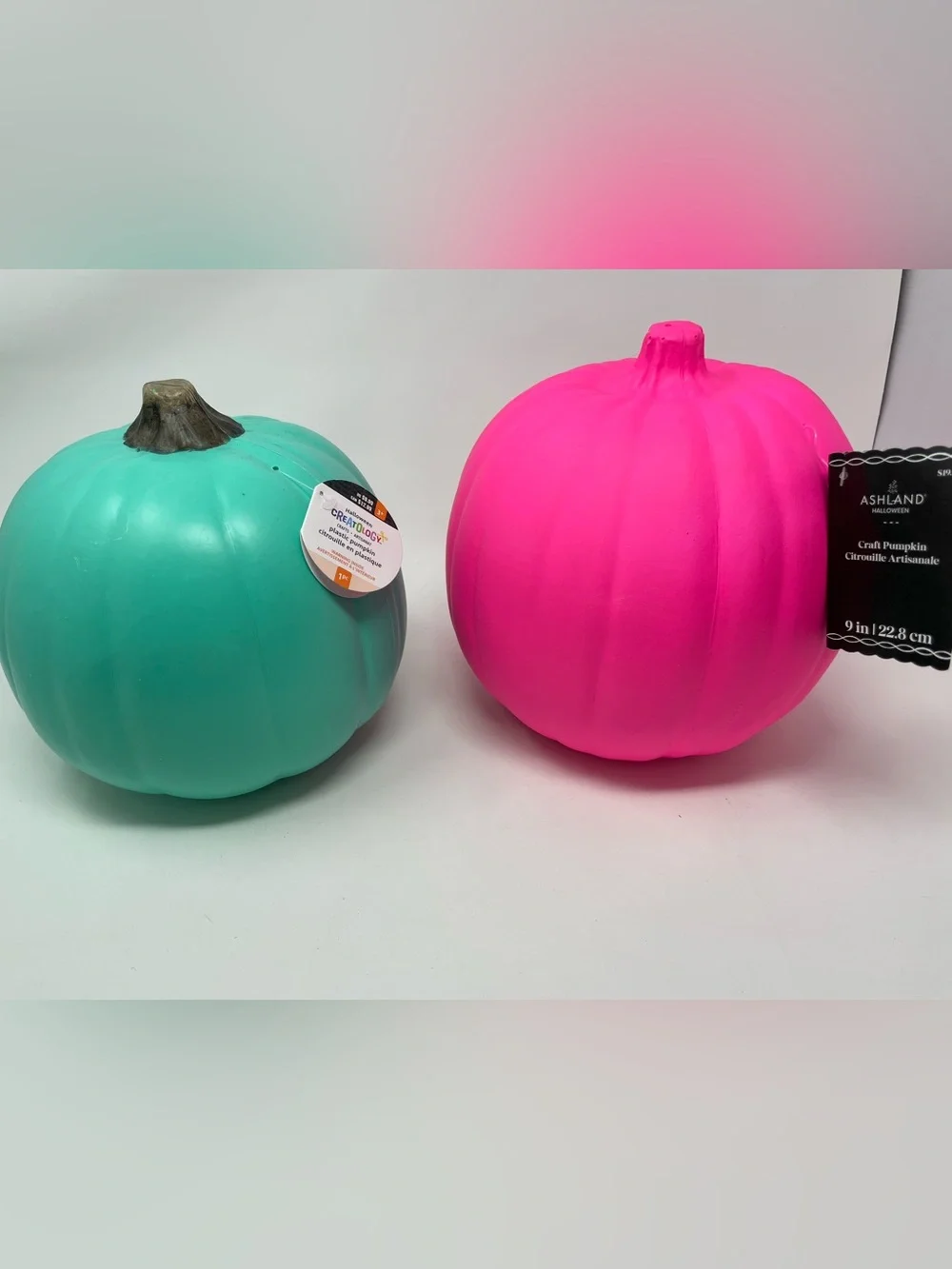 Ashland Craft Pumpkins - Teal and Hot Pink Decorative Pumpkins